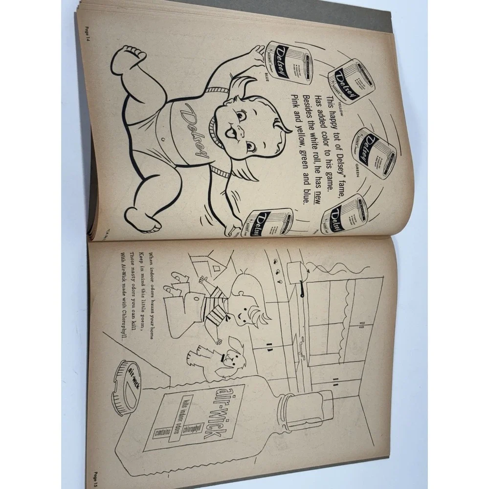 Vintage 1954 Unused Super Market Coloring Contest Book‎ Pictures Brands Kraft 5x